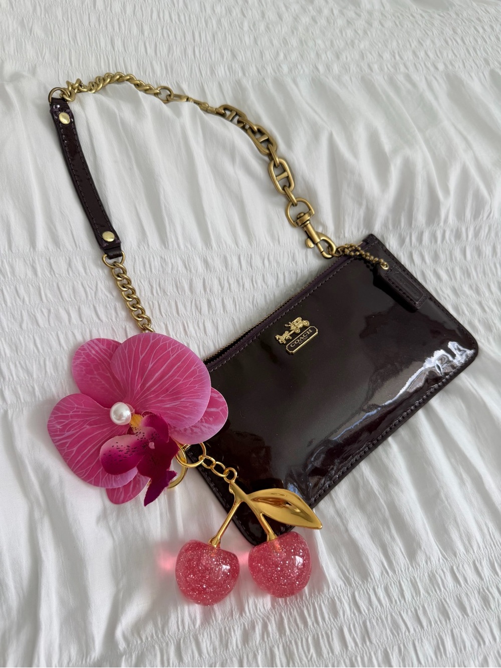 Vintage Coach Plum Madison Gold Chain Wristlet